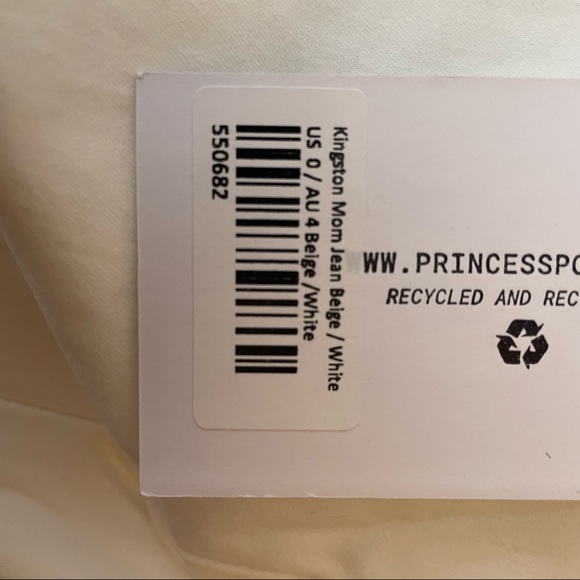 Princess Polly Kingston Mom Jean Beige White NWT - Picture 4 of 6
